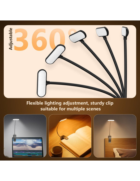 Luz de Lectura Recargable IOHFO con Clip, 3 Temperaturas, 80h