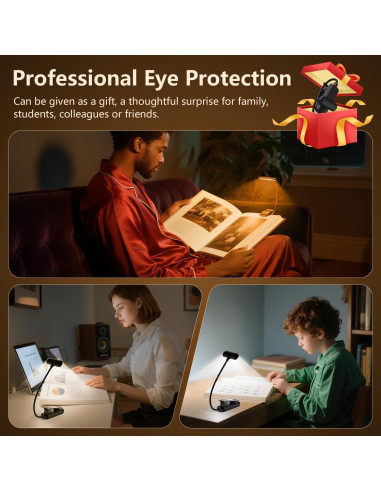 Luz de Lectura Recargable IOHFO con Clip, 3 Temperaturas, 80h