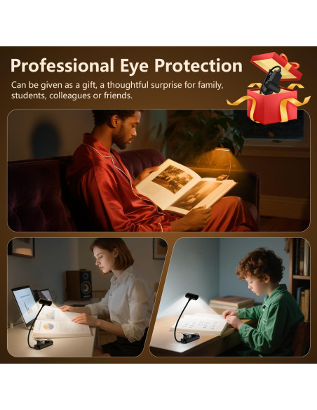 Luz de Lectura Recargable IOHFO con Clip, 3 Temperaturas, 80h