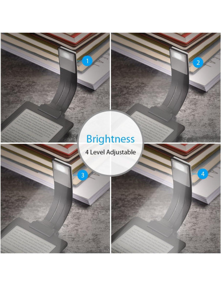 Luz de Libro Recargable USB LOAMO Mini LED Flexible 4 Niveles