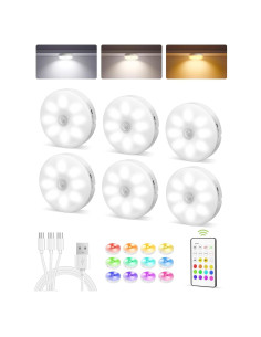 EZVALO 6 Luces Puck LED Recargables con Sensor y Control Remoto