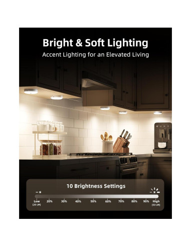 EZVALO 6 Luces Puck LED Recargables con Sensor y Control Remoto