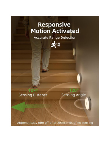 EZVALO 6 Luces Puck LED Recargables con Sensor y Control Remoto