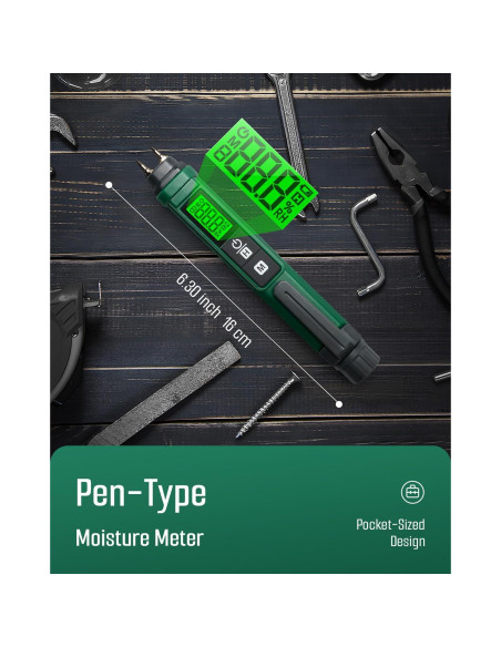 Medidor de Humedad de Madera TESMEN TWM-186 Portátil Verde