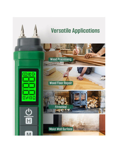 Medidor de Humedad de Madera TESMEN TWM-186 Portátil Verde