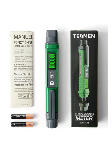 Medidor de Humedad de Madera TESMEN TWM-186 Portátil Verde