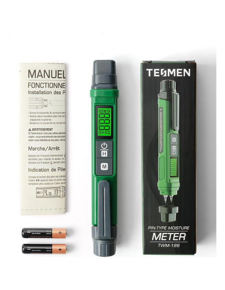 Medidor de Humedad de Madera TESMEN TWM-186 Portátil Verde