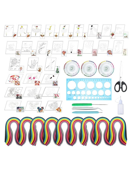 Kit de Papel Quilling Woohome 48 Piezas, Herramientas y Plantillas