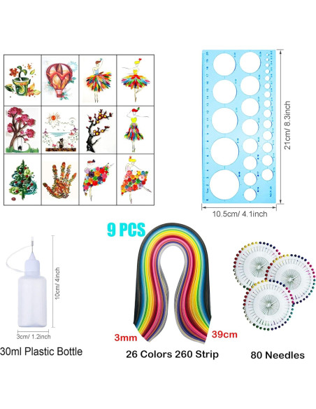 Kit de Papel Quilling Woohome 48 Piezas, Herramientas y Plantillas