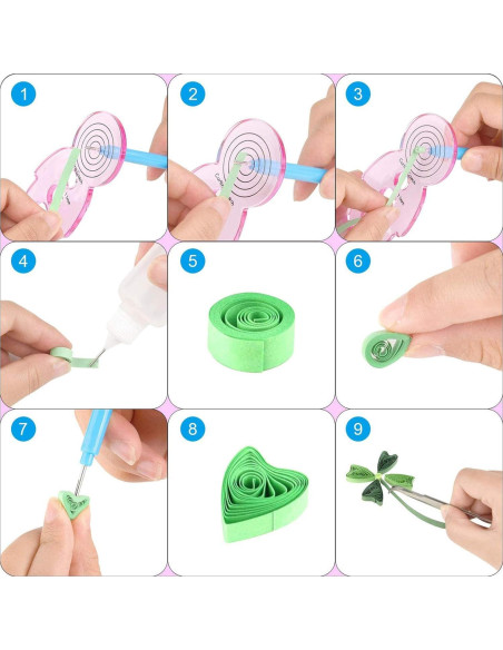 Kit de Papel Quilling Woohome 48 Piezas, Herramientas y Plantillas