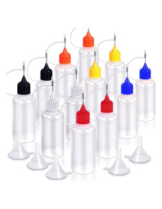 12 Botellas de Aplicador de Precisión YGDZ 30ml con 5 Embudos