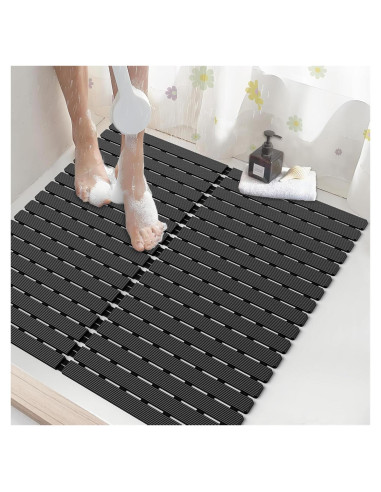 Alfombra de Ducha Antideslizante BYTANA 63x63cm Negra