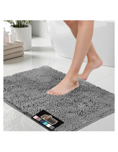 Alfombra de Baño Gorilla Grip Chenille Gris 24x17 cm Absorbente