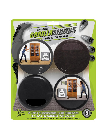 Deslizadores de Muebles Slipstick GorillaSliders 16 Piezas 89mm
