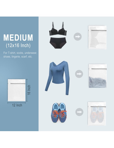 3 Bolsas de Lavandería de Malla Fina Muchfun 30x40 cm Duraderas