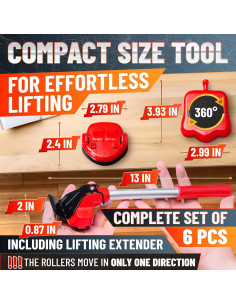 Elevador de Muebles Pesados Lagarto ROJO - Carga 299 Kg 2