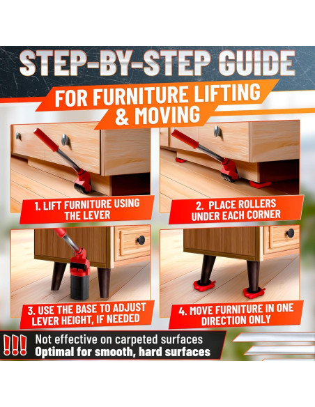 Elevador de Muebles Pesados Lagarto ROJO - Carga 299 Kg