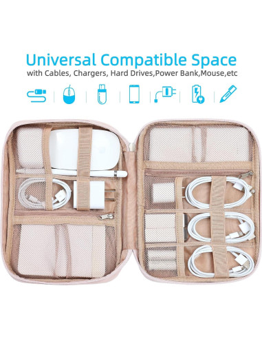 Estuche Organizador de Cables NISHEL Rosa 26.7x19.1 cm