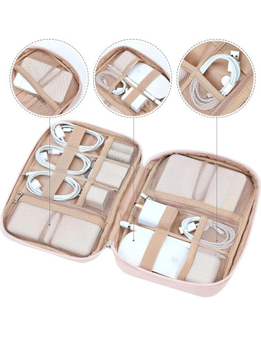 Estuche Organizador de Cables NISHEL Rosa 26.7x19.1 cm