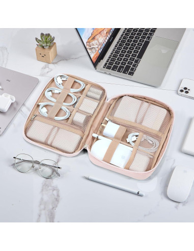 Estuche Organizador de Cables NISHEL Rosa 26.7x19.1 cm