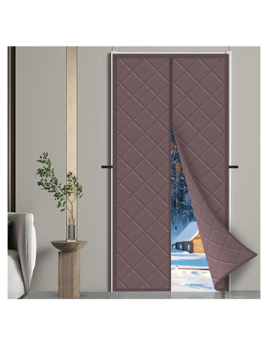 Cortina de Puerta Térmica Aislante JUJIBL 99x211 cm Marrón