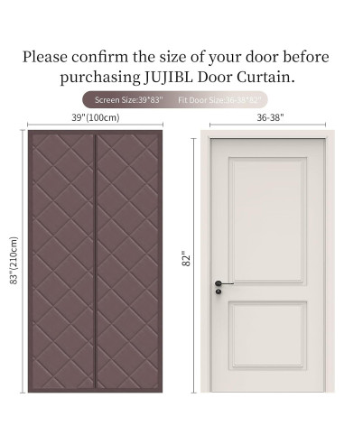 Cortina de Puerta Térmica Aislante JUJIBL 99x211 cm Marrón