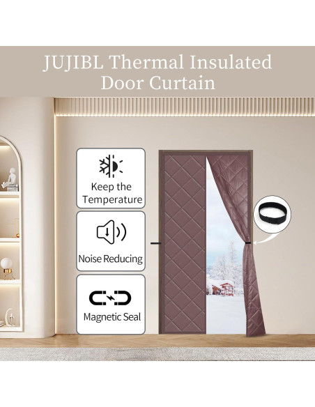 Cortina de Puerta Térmica Aislante JUJIBL 99x211 cm Marrón