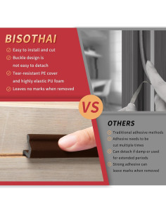 Burlete de Puerta 8m Fingwerk Marrón Aislamiento Espuma V 2