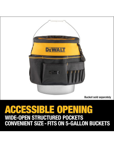 Organizador de Herramientas DEWALT 37 Bolsillos para Cubo 19L