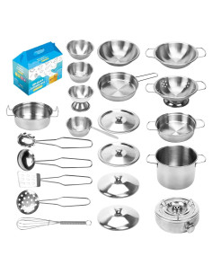 Juego de Cocina de Juguete TekkPerry 21 Piezas Acero Inoxidable