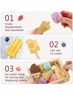HERSITY Soporte de Helados de Madera para Niños 3-10 Años 2