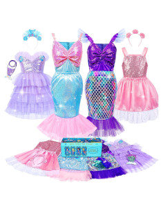 Disfraz de Princesa Sirena Jeowoqao 13 Piezas para Niñas 3-6 Años