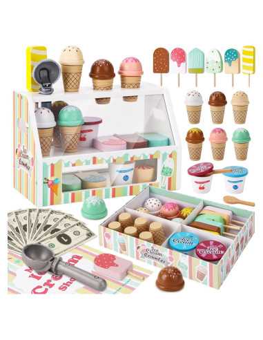 Set de Juguetes de Helado de Madera Peccvon 46 Piezas 3-8 Años