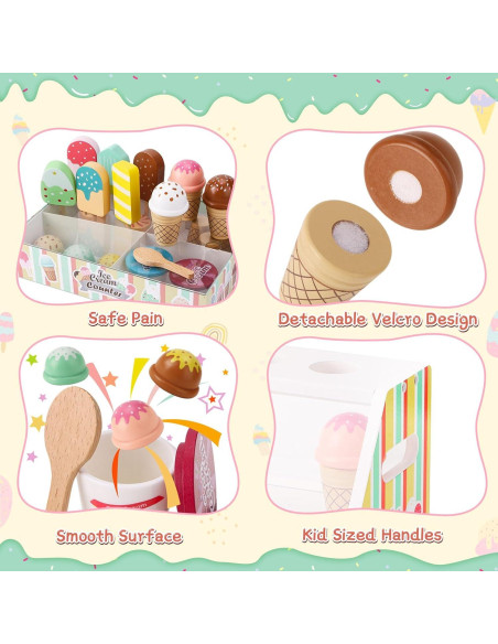 Set de Juguetes de Helado de Madera Peccvon 46 Piezas 3-8 Años