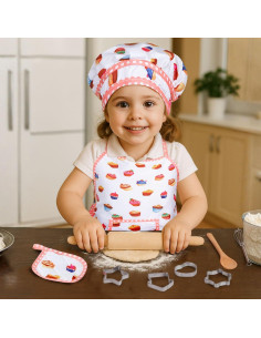 Conjunto de Cocina para Niños 3 Nutrias - Gorro y Delantal 2