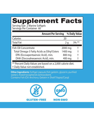 Aceite de Pescado Omega 3 Purificado Doctor's Best 120 Gelatinas