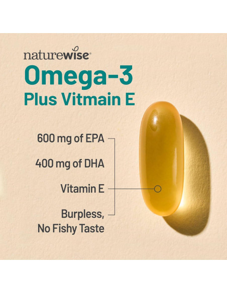 NatureWise Omega 3 Suplemento 1000mg + Vitamina E - 60 Cápsulas