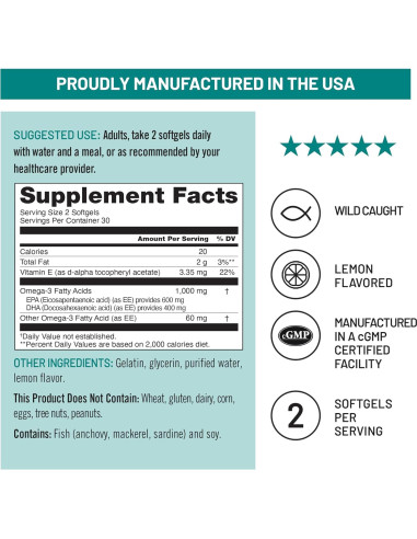 NatureWise Omega 3 Suplemento 1000mg + Vitamina E - 60 Cápsulas