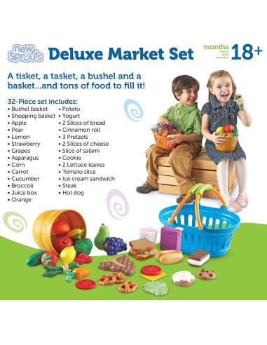 Juego de Mercado Deluxe Learning Resources - 32 Piezas, Comida de Imaginación para Niños 18+ Meses