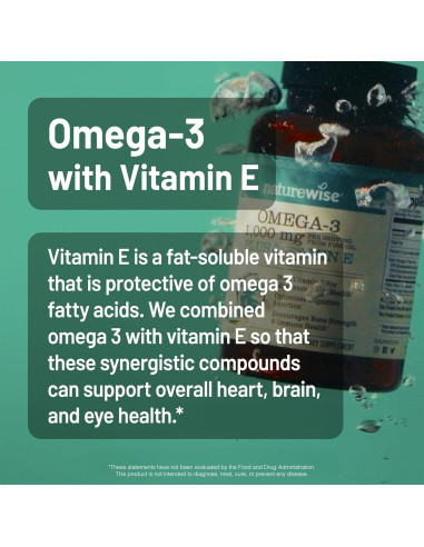 NatureWise Omega 3 Suplemento 1000mg + Vitamina E - 60 Cápsulas