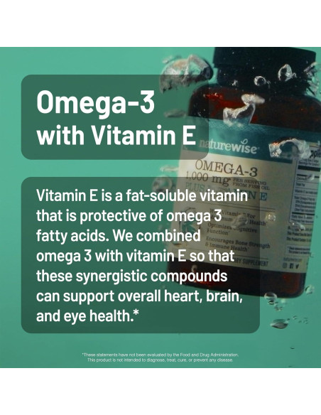 NatureWise Omega 3 Suplemento 1000mg + Vitamina E - 60 Cápsulas
