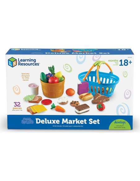 Juego de Mercado Deluxe Learning Resources - 32 Piezas, Comida de Imaginación para Niños 18+ Meses