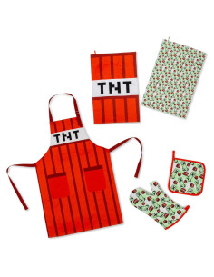Conjunto de Cocina Minecraft TNT Rojo - Delantal, Manopla, Toallas