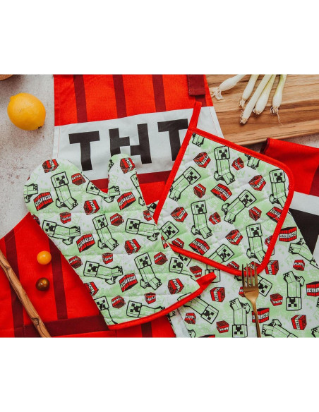 Conjunto de Cocina Minecraft TNT Rojo - Delantal, Manopla, Toallas