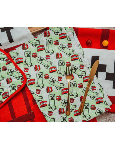 Conjunto de Cocina Minecraft TNT Rojo - Delantal, Manopla, Toallas