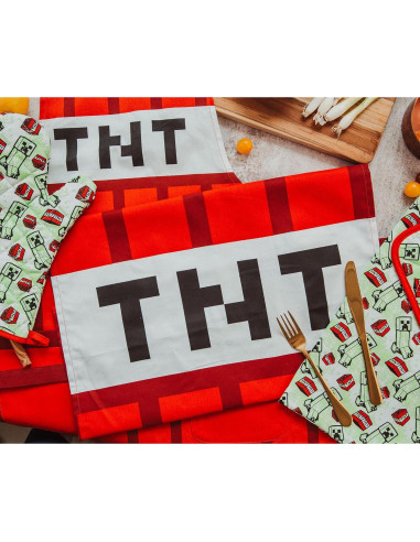 Conjunto de Cocina Minecraft TNT Rojo - Delantal, Manopla, Toallas