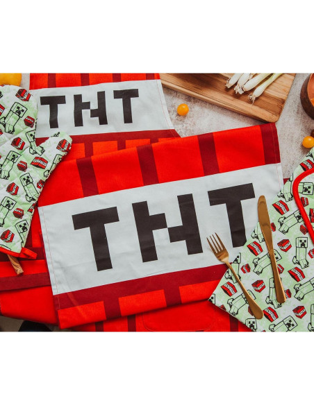 Conjunto de Cocina Minecraft TNT Rojo - Delantal, Manopla, Toallas