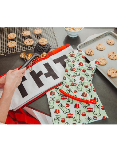 Conjunto de Cocina Minecraft TNT Rojo - Delantal, Manopla, Toallas