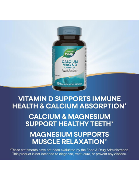 Complejo de Calcio, Magnesio y Vitamina D Nature's Way 100 Cápsulas