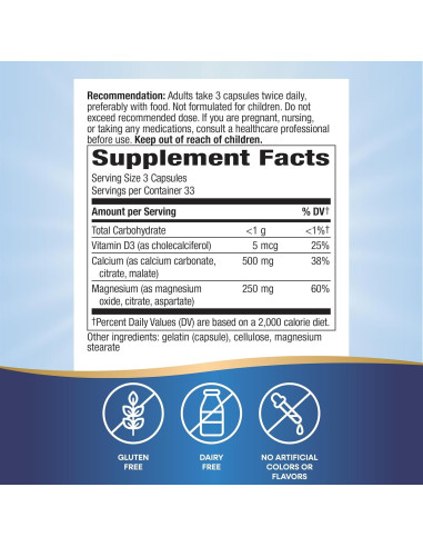 Complejo de Calcio, Magnesio y Vitamina D Nature's Way 100 Cápsulas